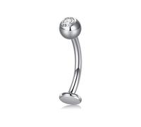 incaton Titanium Belly Button Bar - 12mm Curved Barbell | Navel Piercing Jewelry | Hypoallergenic for Fresh/Flat Back with Shiny CZ