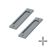 INCAUCA 2 Pack Barn Door Handles, 6 Inch Flush Door Pull, Recessed Door Handles, Sliding Closet Door Finger Pull, Rectangular Flat Plate for Pocket Door Drawer Cabinet Cupboard (Gray)