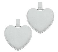 INCAUCA 2Pcs Stainless Steel Mini Purse Mirror with PU Leather Cover, Heart Shaped Compact Pocket Mirror, Cute Small Travel Makeup Mirror, Unbreakable Portable Mirror for Women Girls (Silver)