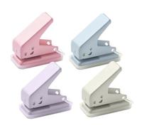 INCAUCA 4 Pack Small Single Hole Punch, Mini One Hole Puncher, 1/4 Inch Handheld Paper Hole Punch, 10 Sheet Capacity, Cute Portable Tiny Craft Hole Punch Tool for Tags (Pink & Purple & Blue & Beige)