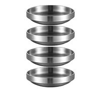 INCAUCA 9cm Stainless Steel Soy Sauce Dishes, Double Walled Mini Chip and Dip Bowls, Dipping Sauce Ramekin, Seasoning Cups, Metal Small Side Dish Bowls for Condiment Sushi Ketchup, Silver