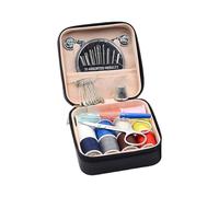 Incauca Travel Sewing Kit for Adults Beginners, Portable Mini Sew Kit Leather Box with Thimbles, Needle and Thread, Basic Hand Home Starter Sewing Supplies Accessories for Emergency Mending, Black