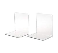 Incdnn 2Pcs Clear Acrylic Bookends L-shaped Desk Organizer Desktop Book Holder School Stationery Office Accessories