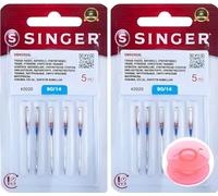 Inceler Supplies- Singer 2 Package -10 Counts Universal 2020 Sewing Machine Needles, Size 90/14 Bundle with Inceler Brand Plastic Bobbin for All Household Sewing Machines