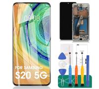 Incell For Samsung S20 5g Screen Replacement for Samsung Galaxy S20 5g LCD Digitizer Repair Kits for Samsung SM-G981 Touch Screen Display Assembly Replacement with Frame Silver (Without Fingerprint)