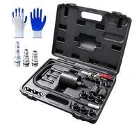 INCENDIOS 24PCS Pneumatic Diesel Injector Puller Set, Air-Powered Injector Removal Tool Kit with 19 Adapters & 3×1/4" Connectors (US/UK/EU), Working Pressure 5-8 Bar, Heavy-Duty Steel Construction