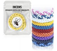 INCENS Mosquito Repellent Bracelet 10 Pack, Adjustable Leather Deet-Free Natural Insect Mosquito Bands for Adults & Kids, Individually Wrapped Band,350 Hour Insect Bug Repellent Protection.