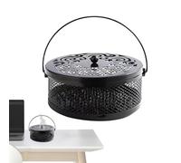 Incense Box | Portable Iron Holder | Fire Resistant Decor with Lid Handle Burner Portable for Living Room Picnic Garden