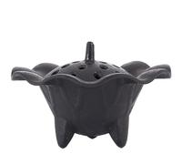 Incense Burner, Cast Iron Cauldron with Lid Wavy Edge Witchcraft 4.9x2.4in