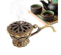Incense Burner for the Room - Aromatherapy Cast Iron, Multifunctional Ash Catcher, Decorative Flower Ornament, Hollowed Lid, Resin Compatible with Coil Cone Sticks | For Meditation, Yoga