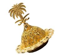 Incense Burner, Gold Zinc Alloy Censer With Palm Tree, Hollow-Carved Aromatherapy Diffuser, Candle Holder, Middle Eastern Home Accent Gift