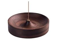 Incense Burner Holder - Ceramic Ash Tray, Grey Solid Link, Strong Force Unit | Small Wood Look for Keeping Tiny Smudge Sticks Securely Without Any Messy Dust Falling Fast Safe Way Pro King