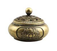 Incense Burner Holder, Flower Shaped Metal Censer, 1.34in Compact Temple Burner, Portable Bronze Finish, Vintage Aromatherapy Bowl for Meditation. Spiritual Relaxation