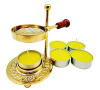 Incense Burner, Incense Holder, Candle Resin Heated - Beautiful Adjustable Design Height 4.33 inch, Gold Color - Adjustable Incense Heater Includes 5 Tea Light Candles (Adjustable Incense Burner)