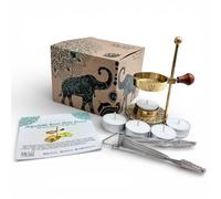 Incense Burner, Incense Holder, Candle Resin Heated - Beautiful Adjustable Design Height 4.33 inch, Gold Color - Adjustable Incense Heater Includes 5 Tea Light Candles (Adjustable Incense Burner)