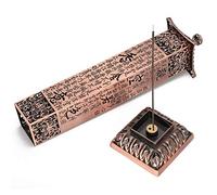 Incense Burner, Incense Tower Burner Holder, Red Copper Vertical Heart Sutra Craft Ornaments Tea Room Decoration