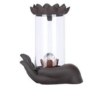 Incense Burner, LED Waterfall Backflow Incense Burner with Windproof Cover Handicraft, Incense Holder Fit for Home Office Tea House