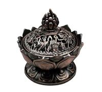 Incense Burner Lotus Flower Incense Burner Buddhism Buddha Holder Brass Mini Sandalwood Censer Metal Craft Home Decoration(Red bronze)
