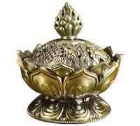 Incense Burner, Lotus-Shaped Chinese Style Zinc Alloy Incense Holder with Detailed Carve for Yoga, Temple, Meditation, Home