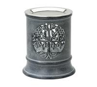 Incense Burner Made of Soapstone with Tree of Life Motif, Natural-Coloured Height 10 cm with Stainless Steel Strainer Insert, Tea Light, Suitable for Handmade in India MaMeMi