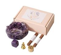 - Incense Burner - Natural Crystal Stone Ash Catcher Tray, Handmade Epoxy Resin Holder, Decorative Spiritual Base, Meditation Yoga Spa Room Incense Holder Buddha as D