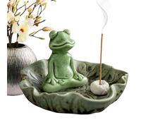 Incense Burner Ornament - Handmade Ceramic Frog Incense Stick Burner | Refreshing Burning Fragrance Decoration for Den Bedroom Restaurant Dormitory Tea Room Yoga Meditation