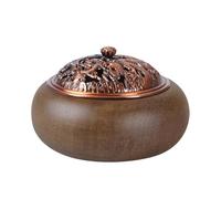 Incense Burner, Walnut Incense Cone Holder Relief Incense Bowl with Incense Holder & Fireproof Mat for Incense/Cone/Coil/Sticks