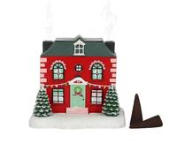 Incense Cone Burner | Christmas House | H13cm X W13cm X D12cm | Pack of 1, Red