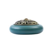 incense cone burner Creative Ceramic Incense Burner Vintage Lotus Flower Incense Holder With Lid For Incense/Cone/Coil/Sticks Room Decor(Green)