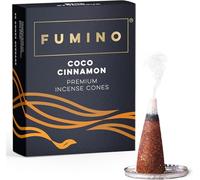 Incense Cones Coco Cinnamon 15 Pack - Handmade Natural, Long Burn Low Smoke | Fumino Room-Filling Home Fragrance for Meditation, Non-Toxic, 25 Min per Cone, Hand-Rolled Natural Masala