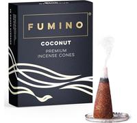 Incense Cones Coconut 15 Pack - Handmade Natural, Long Burn Low Smoke | Fumino Room-Filling Home Fragrance for Meditation, Non-Toxic, 25 Min per Cone, Hand-Rolled Natural Masala