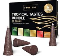 Incense Cones Fumino Fresh Multipack Tropical Tastes Bundle 6 Boxes 90 Pieces Masala Agarbatti Joss Fragrance for Relaxation and Meditation, Home and House Decor Scent