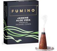 Incense Cones Jasmine Aloe Vera 15 Pack - Handmade Natural, Long Burn | Fumino Room-Filling Home Fragrance for Meditation, Non-Toxic, 25 Min per Cone, Hand-Rolled Natural Masala
