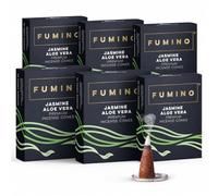 Incense Cones Jasmine Aloe Vera 90 Pack 6 Boxes - Handmade Natural | Fumino Room-Filling Home Fragrance for Meditation, Non-Toxic, 25 Min per Cone, Hand-Rolled Natural Masala