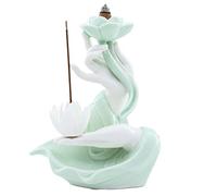 Incense Fountain Smoke Waterfall Bergamot Lotus Smoke Waterfall Backflow Incense Burner Creative Celadon Ceramic Fountain Incense Seat Home Decoration Waterfall Incense Burner