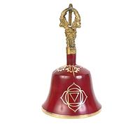 Incense Garden Red Root Chakra Tibetan Bell (Note F) - 5.5 Inches H x 3 Inches D - Chakra Meditation Harmony