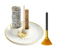 Incense Holder, 4 in 1 Incense and Candle Holder with Cleaning Brush,Ceramic Ash Catcher Tray Incenses Candle Holder for Meditation Room,Spa,Reading Room,Tea House,Church,Home,Office