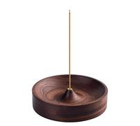 Incense Holder,Black Walnut Incense Stick Holders with Ash Catcher,Modern Simple Round Insence-stick Holder for Home Décor, Home,Office,Club, Aromatherapy,Meditation(3 mm Incense Hole)