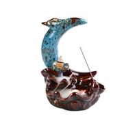 Incense Holder,Creative Backflow Ceramic Creative Ornaments Water Incense Sandalwood Home Decoration Burner Elegant(Blue)