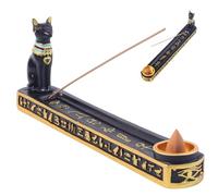 Incense Holder for Sticks, 10x3.5x1.5" Incense Holder Egyptian Cat Burner with Ash Catcher, Ancient Resin Burner for Yoga, Meditation, Temple