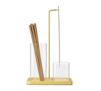 Incense Holder for Sticks Anti-Ash Flying Incense Burne with Removable Glass Ash Catcher and Incense Sticks Organizer, Modern Minimalist Aromatherapy Holder (Square - Light Wooden Base)