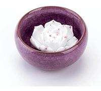 Incense Holder for Sticks, Ceramic Handicraft Incense Burner Bowl, Coil Lotus Ash Catcher Tray 2.37'' (Violets)
