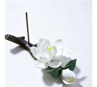Incense Holder for Sticks, Handmade Ceramic White Jasmine incence holder, Perfect for Yoga Meditation Accessory, Elegant Home Office Decor for Women, Unique Gift for Her (Floral Design)