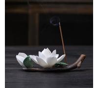 Incense Holder for Sticks, Handmade Ceramic White Jasmine incense stick holder, Perfect Yoga Meditation Accessory, Elegant Home Office Decor for Women, Unique Gift for Her (Floral Design)