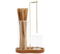 Incense Holder for Sticks, Upside Down Wooden Incense Burner with Glass Ash Catcher, Mess-Free Agarbatti Stand with Storage Jar for Yoga Spa Madiation and Home Relaxation