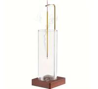 Incense Holder for Sticks with Removable Glass Ash Catcher, Modern Glass Incense Holder with Wooden Base, Removable Ash Catcher, Stick Burner Stand