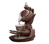 Incense Holder - Golden Buddha Waterfall Burner, Ceramic Backflow Aromatherapy Stand, Handcrafted Decorative Figurine | Home Office Bedroom Family Yoga Meditation Spirituality Relaxation