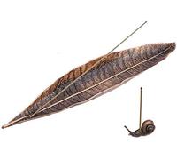 Incense Holder Set - Leaf and Snail Incense Burner,Incense Holders for Sticks Ash Catcher,Durable Zinc Alloy Materia,Modern Natural Design,Incense Ash Catcher Tray (Red Brown)