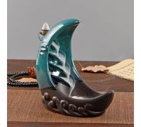 incense holder-Stunning Moon Shaped Incense Holder for A Serene Zen Home Decor, Handmade Ceramic High Mountain Flowing Water Incense Burner