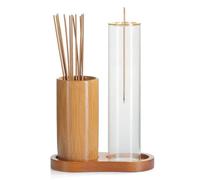 Incense Holder, Upside Down Insence Stick Holder, Incense Stick Burner with Wooden Holder, 20cm High Glass Ash Catcher with Joss Stick Holder, Insence-stick Holder for Meditation, Relaxtion, Yoga, Spa